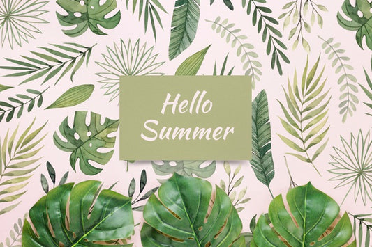 Free Flat Lay Card Or Paper Mockup With Summer Elements Psd