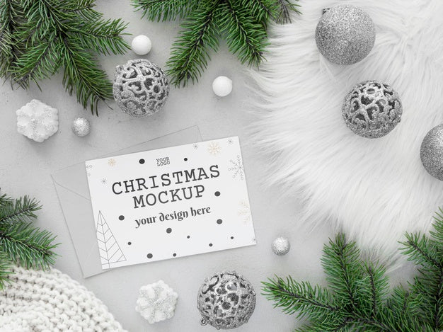 Free Flat Lay Christmas Eve Arrangement Mock-Up Psd