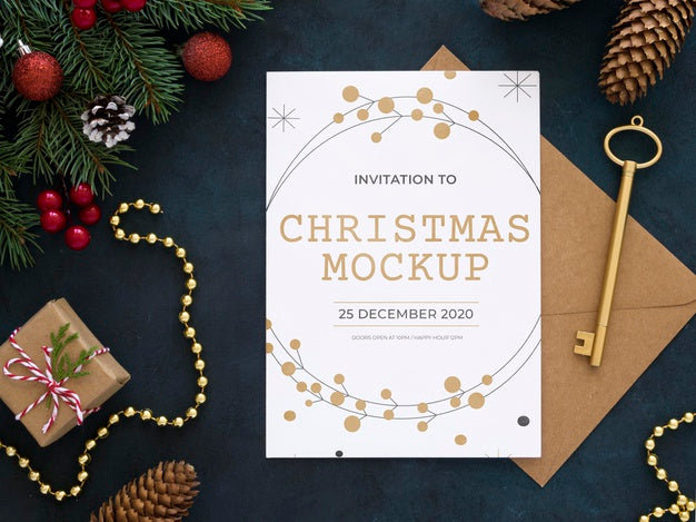 Free Flat Lay Christmas Eve Composition Mock-Up Psd