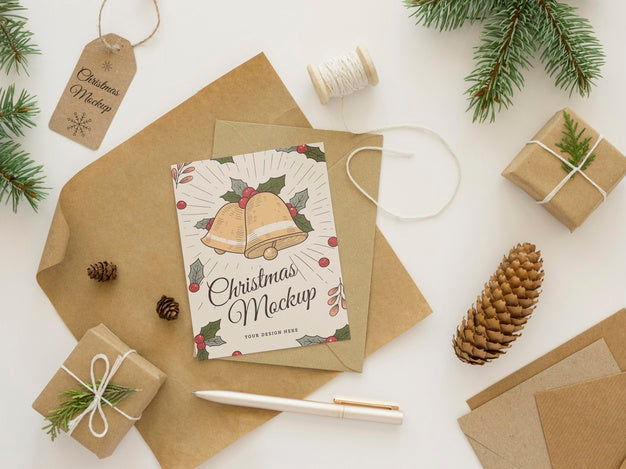Free Flat Lay Christmas Eve Elements Assortment Mock-Up Psd