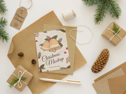 Free Flat Lay Christmas Eve Elements Assortment Mock-Up Psd