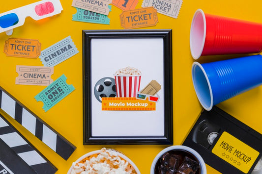 Free Flat Lay Cinema Concept With Tickets Psd