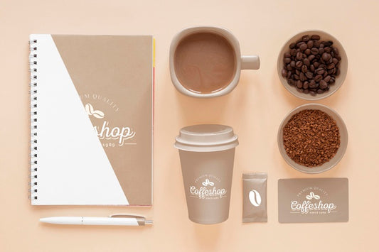 Free Flat Lay Coffee Branding Elements Psd