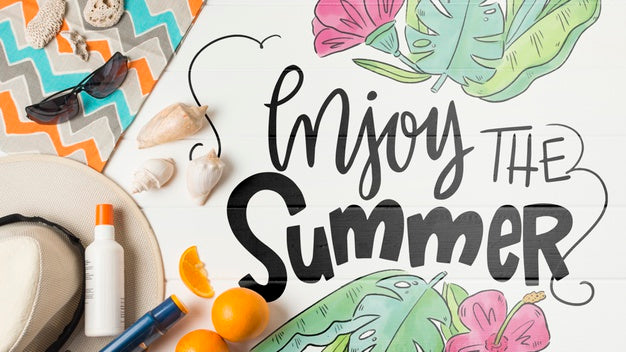 Free Flat Lay Copyspace Mockup With Summer Elements Psd