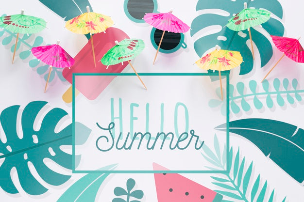 Free Flat Lay Copyspace Mockup With Summer Elements Psd