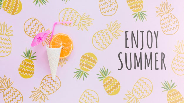 Free Flat Lay Copyspace Mockup With Summer Elements Psd