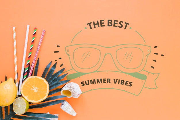Free Flat Lay Copyspace Mockup With Summer Elements Psd