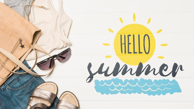 Free Flat Lay Copyspace Mockup With Summer Elements Psd