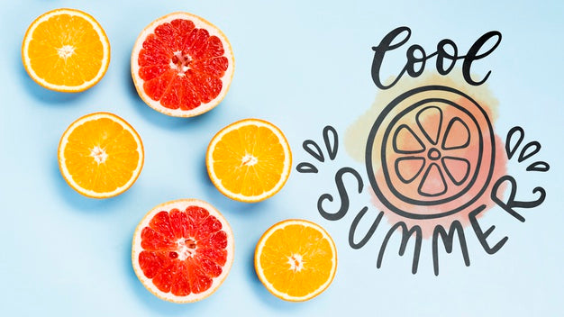 Free Flat Lay Copyspace Mockup With Summer Fruits Psd