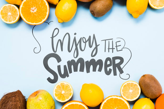 Free Flat Lay Copyspace Mockup With Summer Fruits Psd