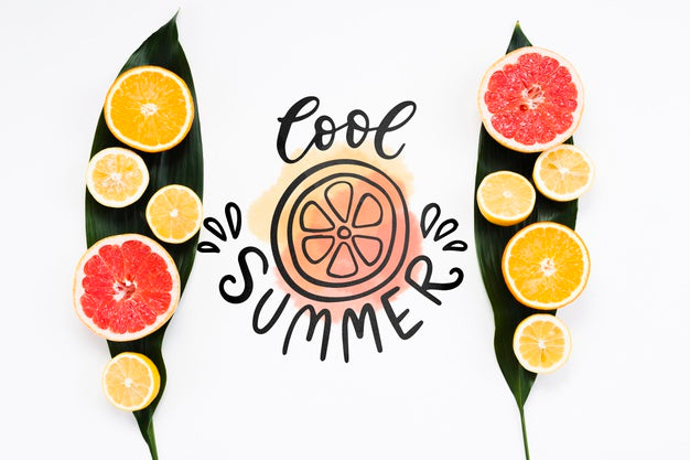 Free Flat Lay Copyspace Mockup With Summer Fruits Psd