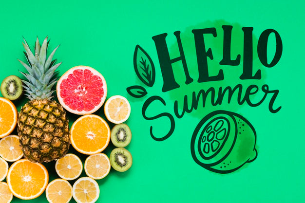 Free Flat Lay Copyspace Mockup With Summer Fruits Psd