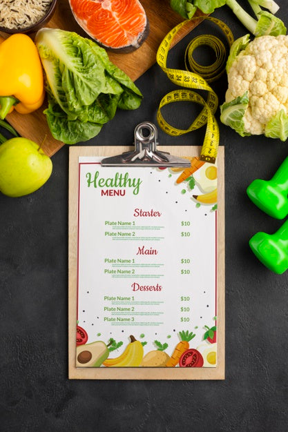 Free Flat Lay Diet Menu With Veggies Psd