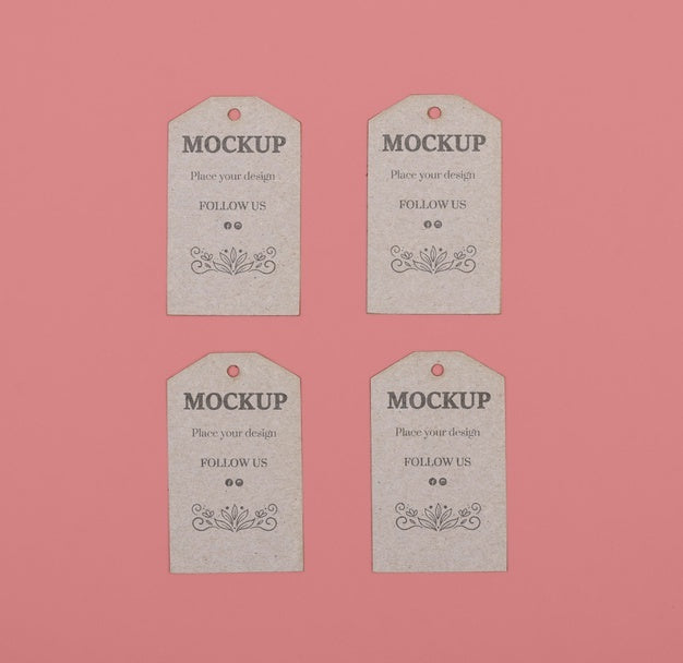Free Flat Lay Eco Tags On Pink Background Psd