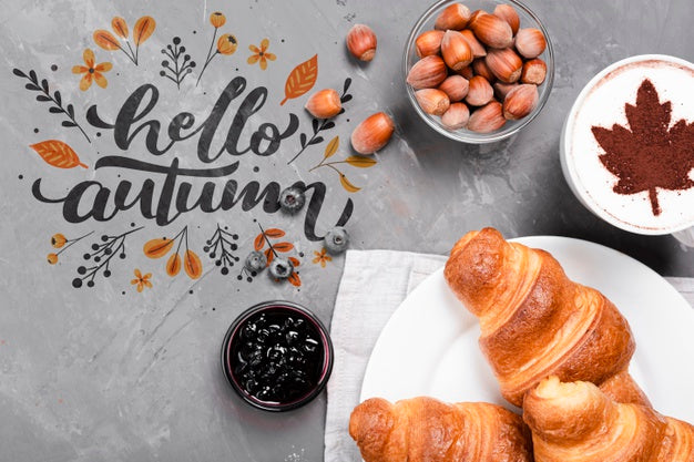 Free Flat Lay Fall Season Arrangement Psd