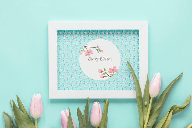 Free Flat Lay Frame Mockup For Spring Psd