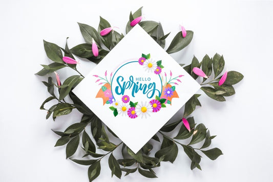 Free Flat Lay Greeting Card Mockup For Spring Psd