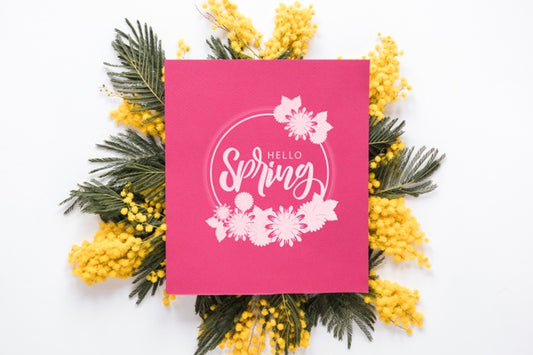 Free Flat Lay Greeting Card Mockup For Spring Psd