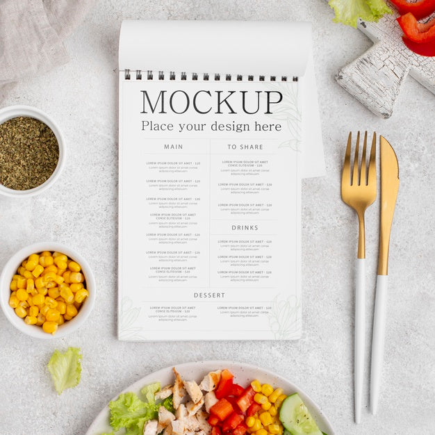 Free Flat Lay Healthy Food Mock-Up Psd