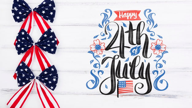 Free Flat Lay Independence Day Mockup With Copyspace Psd