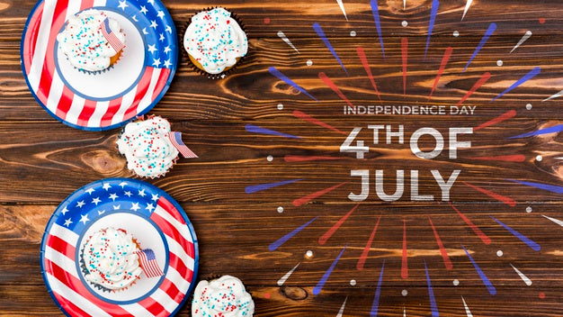 Free Flat Lay Independence Day Mockup With Copyspace Psd