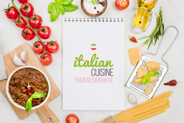 Free Flat Lay Italian Food Arrangement Psd