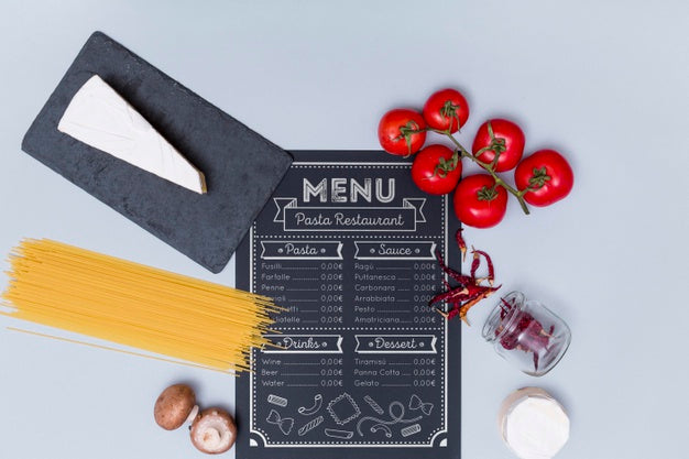 Free Flat Lay Italian Menu And Ingredients Psd