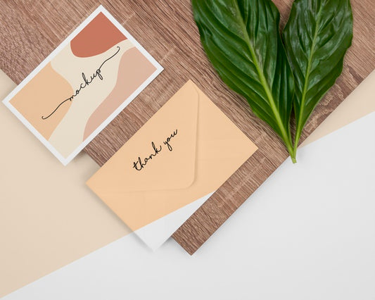 Free Flat Lay Leaf, Stationery And Wood Psd