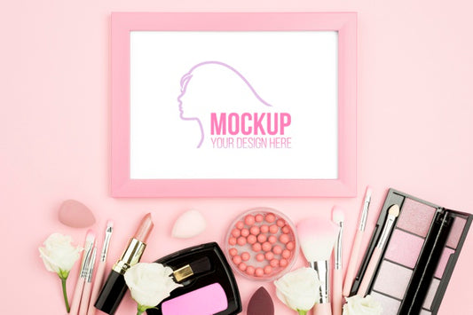 Free Flat Lay Make-Up Assortment Psd