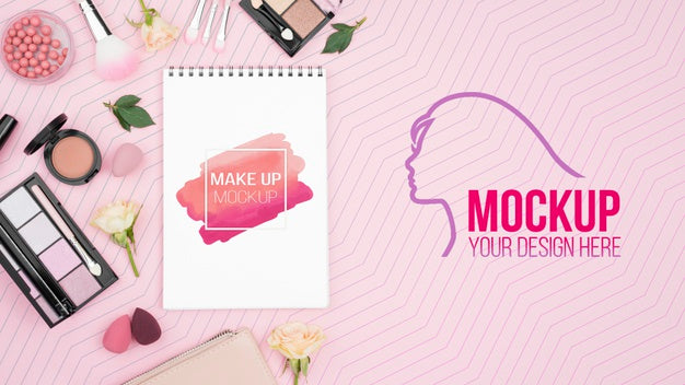 Free Flat Lay Make-Up Concept With Products Psd