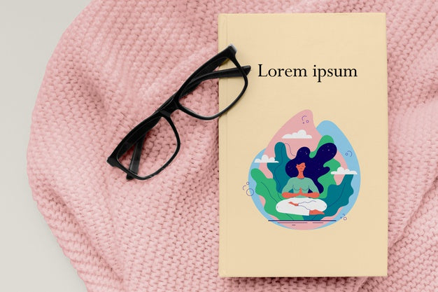 Free Flat Lay Minimalist Book Cover Mock-Up Psd