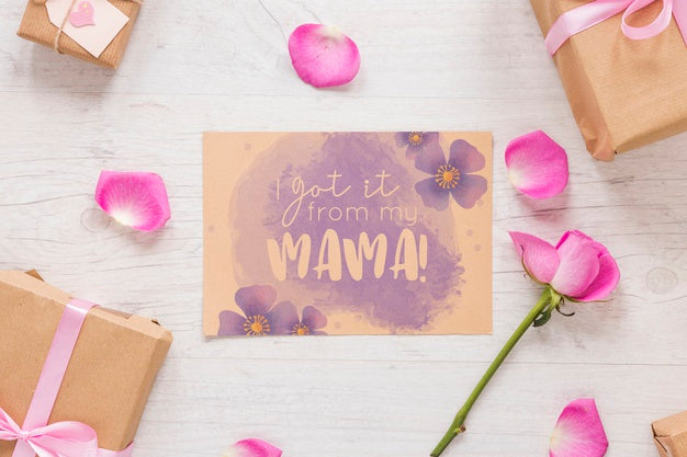 Free Flat Lay Mothers Day Card Mockup Psd