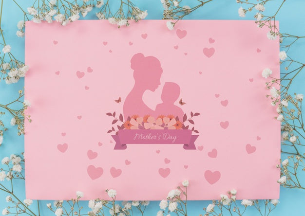 Free Flat Lay Mothers Day Card Mockup Psd