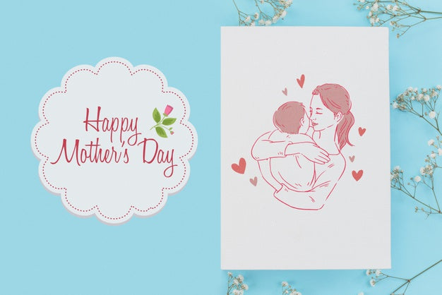 Free Flat Lay Mothers Day Card Mockup Psd