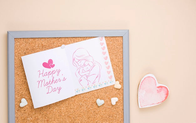 Free Flat Lay Mothers Day Composition With Card Mockup Psd