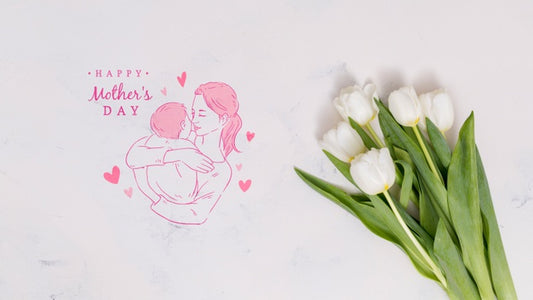 Free Flat Lay Mothers Day Composition With Copyspace For Logo Psd