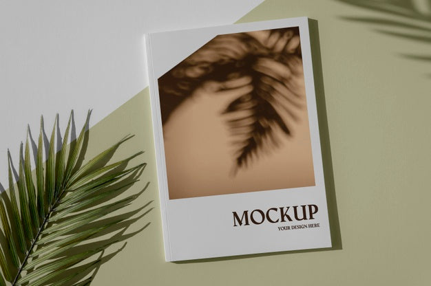 Free Flat Lay Nature Magazine Cover Mock-Up With Leaves Assortment Psd