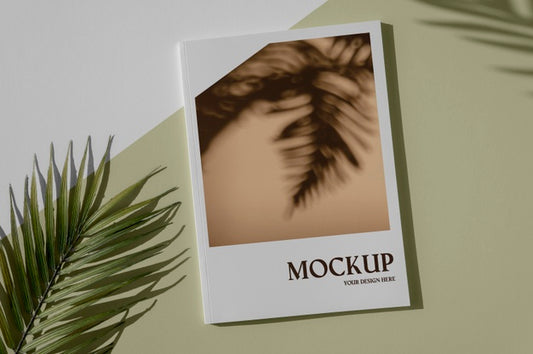 Free Flat Lay Nature Magazine Cover Mock-Up With Leaves Assortment Psd