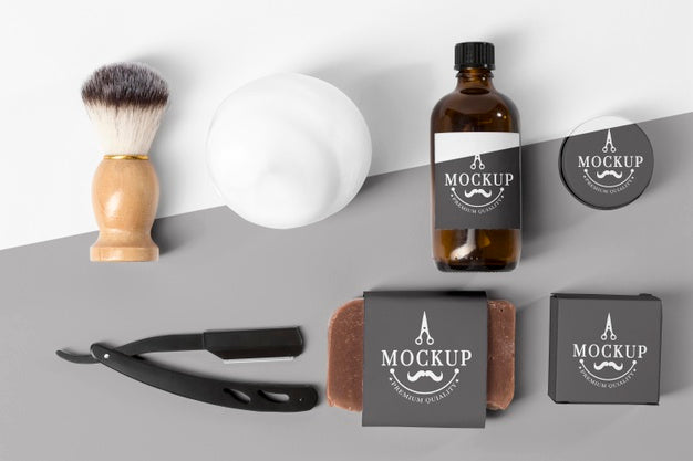 Free Flat Lay Of Barbershop Tools Psd