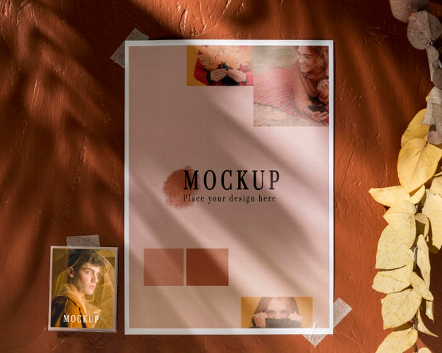 Free Flat Lay Of Beautiful Autumn Moodboard Mock-Up Psd