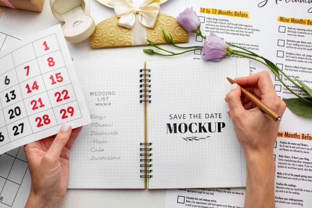 Free Flat Lay Of Beautiful Wedding Concept Mock-Up Psd