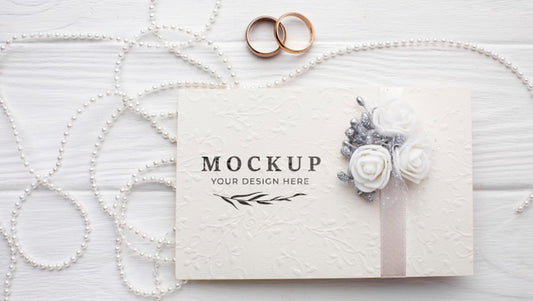 Free Flat Lay Of Beautiful Wedding Concept Mock-Up Psd