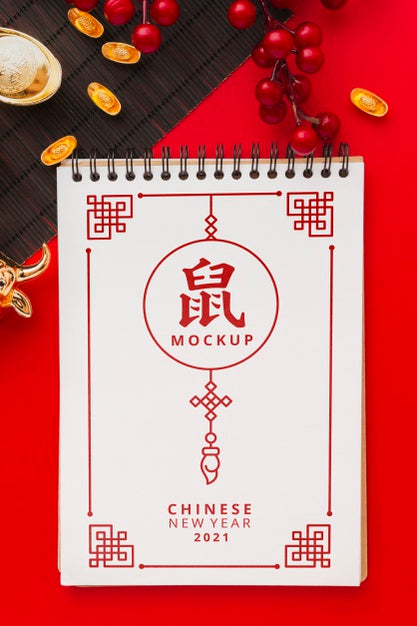 Free Flat Lay Of Chinese New Year Mock-Up Psd