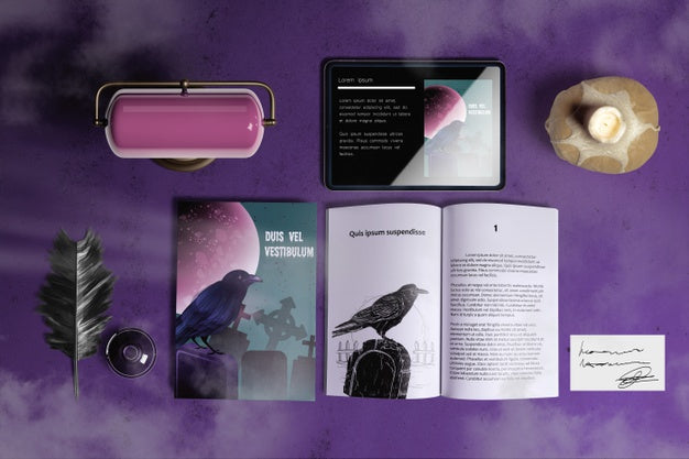 Free Flat Lay Of Creepy Halloween Concept Psd