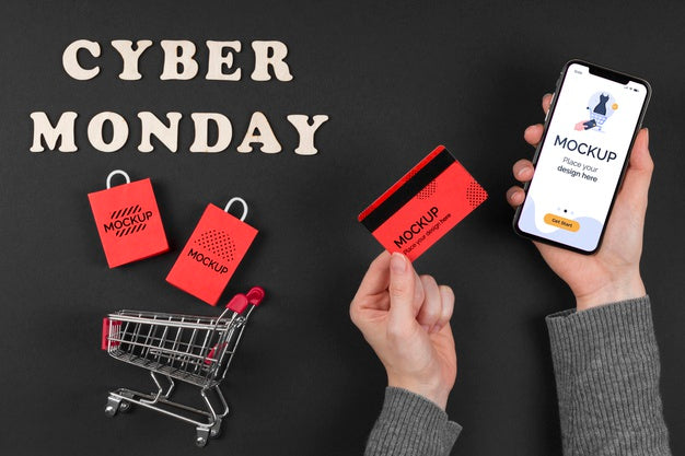 Free Flat Lay Of Cyber Monday Concept Mock-Up Psd