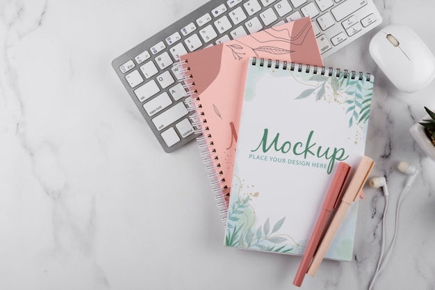 Free Flat Lay Of Elegant And Minimal Desk Psd