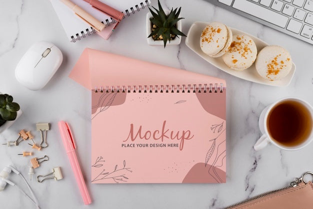 Free Flat Lay Of Elegant And Minimal Desk Psd