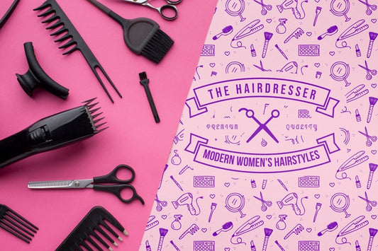 Free Flat Lay Of Hairdresser Concept Mock-Up Psd