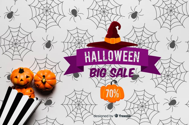 Free Flat Lay Of Halloween Pumpkins Concept Psd