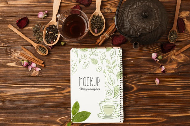 Free Flat Lay Of Herbal Tea Concept Mock-Up Psd